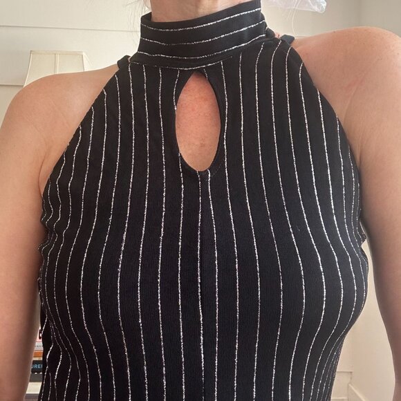 Pinstripe Jumpsuit Kelle Dance Wear Unitard Jumpsuit Halloween Costume S - Picture 4 of 9